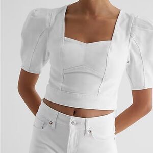 White Puff Sleeve Women's Top; denim done right!